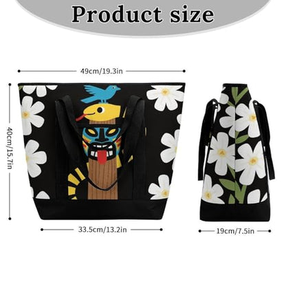Snake River Totem Insulated Cooler Bag Reusable Grocery Tote Bags Transport Large Lunch Purser for Work Picnic Hiking