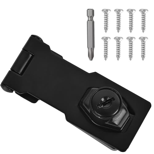 1 Pcs keyed Hasp Lock,4 inch keyed hasp Locks Twist knob keyed Locking hasp for Cabinet Small Door,Hasp Lock with Keys,Metal Safety Hasp Latches (1 Pcs Black, 4 inch) - color: 1 Pcs Black, size: 4 Inch