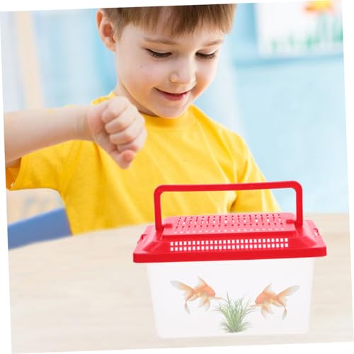 BESPORTBLE Portable Fish Tank Breathable Lid Plastic Turtle Carrier for Reptiles Lightweight Aquatic Pet Transport Box for Travel and Outdoor Use