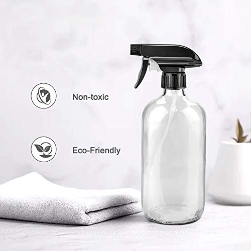 Worldgsb Glass Spray Bottles, 16oz Clear Glass Spray Bottles with Labels & Adjustable Nozzle, Reusable Containers for Cleaning Solutions, BBQ, Food, Plants, Alcohol, Essential Oils(2 Pack) - color: Clear, style: 2 Pack