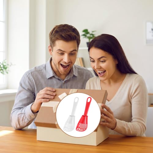 2 Pcs Hamster Sand Bath Scoop Hamsters Cage Accessories Sifter Shovel | Plastic Litter Scooper Small Animal Litter Scoop Red White Plastic Mesh Scooper for Chinchilla Bearded Dragon Gerbil Reptile