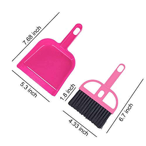 Mini Dustpan and Brush Set, Portable Exquisite Pet Waste Cleaning Kit, Hamster Sand Scooper Cage Cleaning Tool for Small Pets Guinea Pigs Hedgehogs Hamsters Chinchillas Rabbits(Pink) - color: Pink