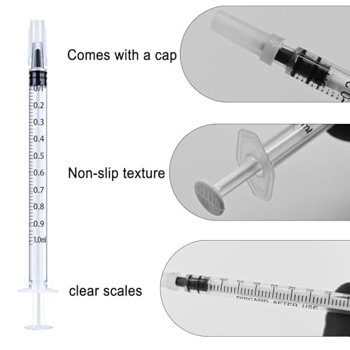 1ml Syringe Without Needle, 1ml Syringe for Liquids, Syringes for Scientific Labs, Measuring Liquids, Feeding Pets, 30 Pack Packaged