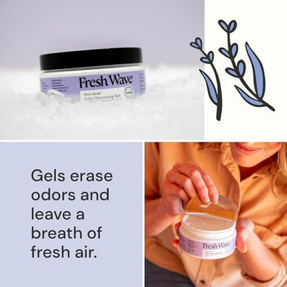 Fresh Wave Lavender Odor Eliminator Gel 3-Pk 7 oz - Air Freshener for Home | Plant-based essential oils. Lasts 15-30 days per jar. No plug-in needed. Pet-safe, closet and bathroom deoderizer. - size: 7 Fl Oz (Pack of 3)