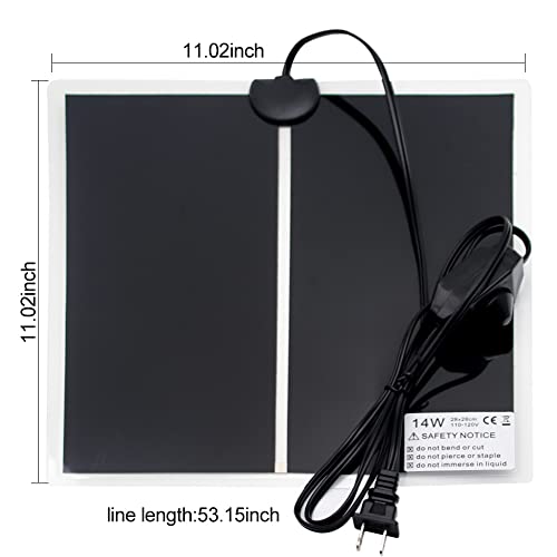 Reptile Heating Pad Under Tank Heater 7W/14W Waterproof Heat Mat | with Temperature Adjustment for Snake Gecko Leopard Gecko Turtle Tortoise Bearded Dragon Lizard Frog Terrarium Vivarium (14W) - size: 14W