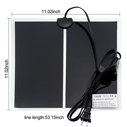Reptile Heating Pad Under Tank Heater 7W/14W Waterproof Heat Mat | with Temperature Adjustment for Snake Gecko Leopard Gecko Turtle Tortoise Bearded Dragon Lizard Frog Terrarium Vivarium (14W) - size: 14W