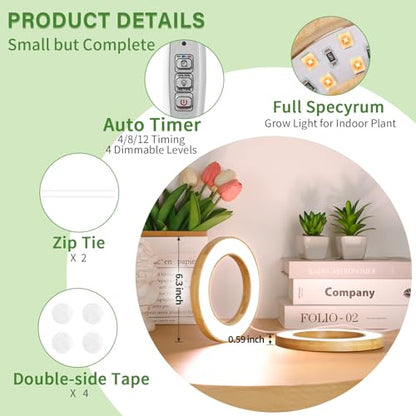 LORDEM 6.3" Bamboo Ceiling Grow Light for Indoor Plants, 144 LEDs Full Spectrum Grow Lamp, Under Cabinet Plant Light with 4/8/12H Auto Timer, 3 Switch Modes, 4 Dimmable Brightness Levels, Dual Head - color: Dual Light--Bamboo