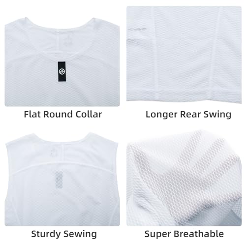 YKYWBIKE Men's Cycling Base Layer Sleeveless Cycling Jersey Men Quick Dry Bicycle Undershirt Mesh Bike Base Layer Vests - color: White, size: X-Large