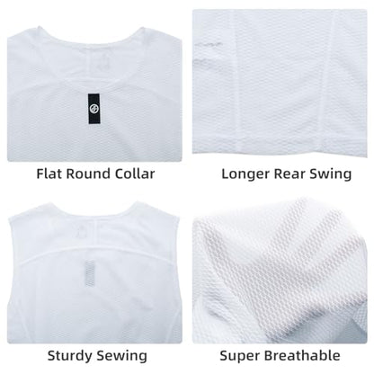 YKYWBIKE Men's Cycling Base Layer Sleeveless Cycling Jersey Men Quick Dry Bicycle Undershirt Mesh Bike Base Layer Vests - color: White, size: XX-Large