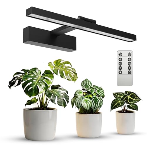 SANSI Wall Mounted Grow Lights for Indoor Plants, 35W LED Plant Lights | Full Spectrum Plant Lights for Indoor Growing, 4-Level Dimmable 4000K Grow Lamp, 4/8/12H Remote Timer