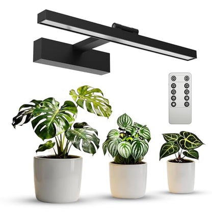 SANSI Wall Mounted Grow Lights for Indoor Plants, 35W LED Plant Lights | Full Spectrum Plant Lights for Indoor Growing, 4-Level Dimmable 4000K Grow Lamp, 4/8/12H Remote Timer