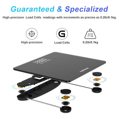 550lbs/250kg Scale for Body Weight Bathroom: Digital Scales Accurate with BMI Via Smart APP, Capacity Weight Scales, Extra-High Capacity, Bright LED Display & Large Clear Numbers - color: Smart Black 550lb