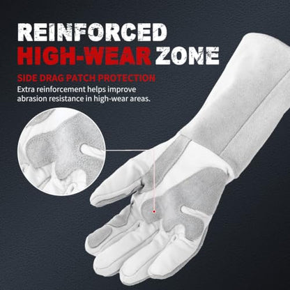 TOPDC Goatskin TIG Welding Gloves 14 Inch Large, Split Cowhide Back | Goatskin Leather with Split Cowhide Back and Reinforced Palm, Thumb, and Index Finger Supports TIG Welding Control - color: 14 Inch Goat Grain-large