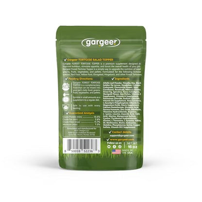 Gargeer 16oz Forest Tortoise Salad Topper. Enhanced Appetite, USA Made | Black soldier fly larvae, dried fig & floral topper! Boosts forest tortoise appetite with protein, fiber & vitamins - size: 1 Pound (Pack of 1)