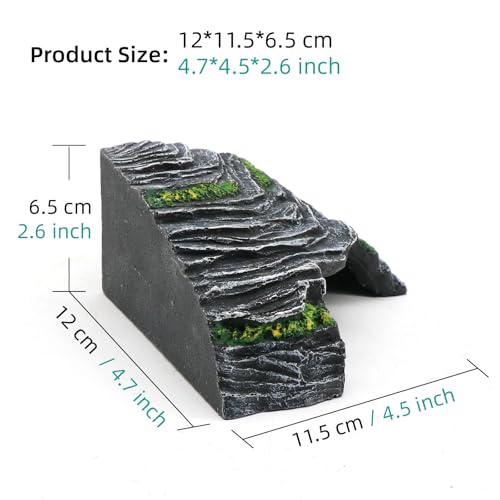 Small Turtle Basking Platform Climbing Ramp Shale Scape Step Ledge, Reptile Cave Hideout Aquarium Tank Accessories Decorations, Great for Reptiles, Amphibians, Leopard Gecko, Frogs - style: Small-4.7 * 4.5 * 2.6