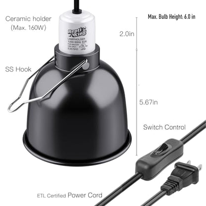 Reptile Light Fixture, 5.5'' Deep Dome for Reptile Light/Heat Lamp/UVB Light, 1-Pack 5.5 Inch Deep UVB Bulb Holder - size: 5.5'' Deep Dome