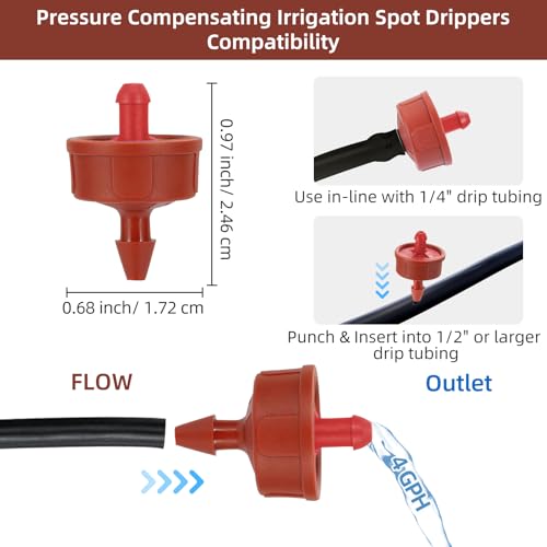 30PCS 4 GPH Pressure Compensating Drip Irrigation Spot Watering Drippers/Emitters, Self-Cleaning Constant Flow Drip Irrigation Emitters Heads Irrigation Drippers Parts for Drip Irrigation System - color: 30PCS, size: 4 GPH
