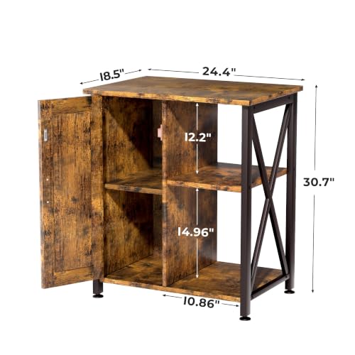 Herture 45-67 Gallon Reptile Tank Stand with Power Outlet, Terrarium Stand with Storage Cabinet, 24" Wx18 D Tabletop, Reptile Terrarium, Rustic Brown PG12XYN - color: Rustic Brown, size: 24x18"-46-67 Gallon