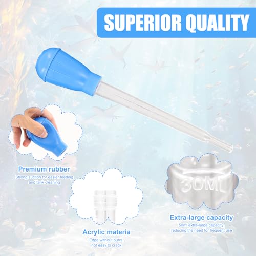 2 Sets Long Pipette for Fish Tank Coral Food Feeder Long Syringe Aquarium Coral Feeding Tube, with Extension Tube, Tweezers, for Reef Roids Aquatic Plant Snake Lizard Axolotls, Fish Tank Accessories