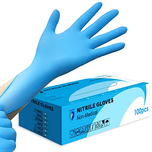 Nitrile Disposable Gloves,4mil-100 Count,Gloves Disposable Latex Free,Powder Free for Cooking,Household,Food safe - size: Medium, style: Blue of 100