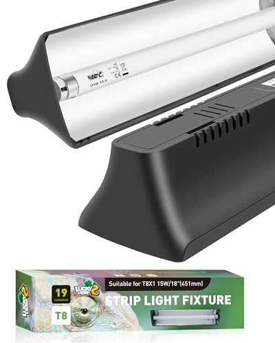 LUCKY HERP T8 Reptile Light Fixture Combo Kit 15W (New Upgrade), UVB Reptile Light Fixture with Desert UVB 10.0 18" Fluorescent Tube, UVA UVB Reptile Light for Lizard, Bearded Dragon, Tortoise - size: 18 Inch