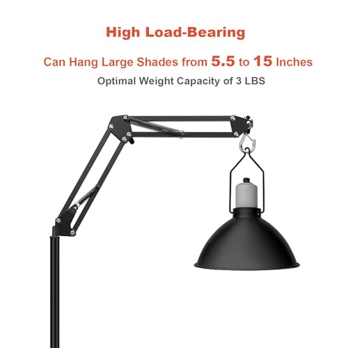 Reptile Heat Lamp Stand, Adjustable 15.7-74.3" 360° Swing Arm Light Holder | Heavy Base, Sturdy Metal Floor Stand, Widely Compatible for Bearded Dragons, Turtles, Snakes & Terrariums (50-180 gal) - size: XXL
