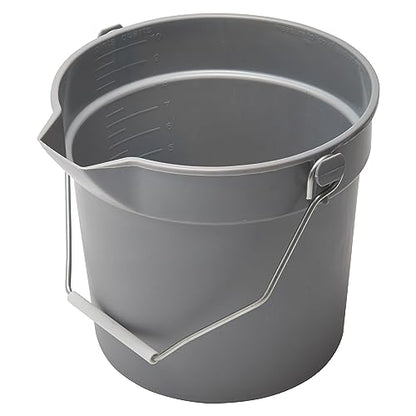 Winco 10 qt Gray Heavy-Duty Plastic Bucket/Utility Pail with Pour Spout | Dishwasher safe, BPA-free, Heavy-duty, Drip-free pour spout, Capacity markings