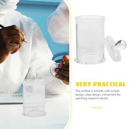 Healifty 4.7 Inch Glass Specimen Bottle, Clear Sample Jar | Clear Round Glass Jar with Lid for Lab Samples, Specimen Storage, Classroom Science, Industrial Use and Display