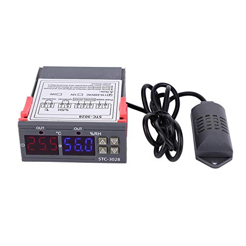-3028 Temperature Control 12V/24V/110V /220V Digital Display Temperature and Humidity Controller Meter with Integrated Sensor(12V) - size: 12V