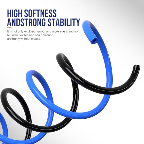 3/8 OD Inch Air Line Hose Tubing Kit Poly Airline Blue | Polyurethane Compressed Pneumatic Compressor Repair Kit With Push To Connect Fittings - color: Blue, size: 3/8" OD