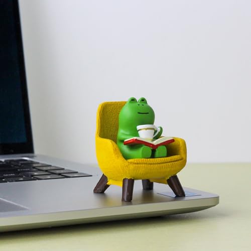 Refintural Miniature Frog Figurines - Funny Frog Sculpture for Shelf, Desk Decoration - Frog Desk Accessories - Perfect Cute Frog Gift for Frog Lovers(Yellow Sofa) - color: 02-frog-sofa-yellow