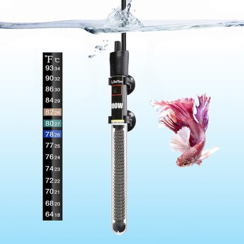 DaToo Mini Aquarium Heater 200W Small Fish Tank Heater 200 Watt with Free Thermometer Sticker(200W) - size: 200W