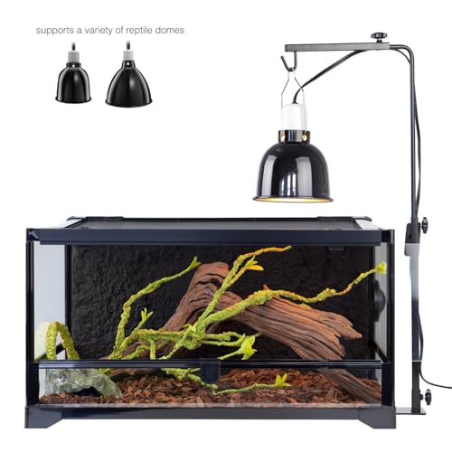 Reptile Lamp Stand – Adjustable Height Heat Lamp Holder for Terrariums & Tanks – Sturdy Metal Clamp & Riser for Bearded Dragon, Turtle, Snake Tank Accessories, 35 Inches - size: 25'' to 35'' Height