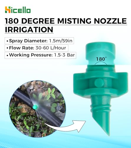 Micro Sprayer Irrigation System 200PCS 90 Degree Misting Nozzle Irrigation | Sprinklers Sprayer For Garden 0.15IN Drill Diameter Not For 1/4 Inch Hose, 180 Degree Cover Area : 0.9 - 1.1 m - size: 250pcs-180DR-Green