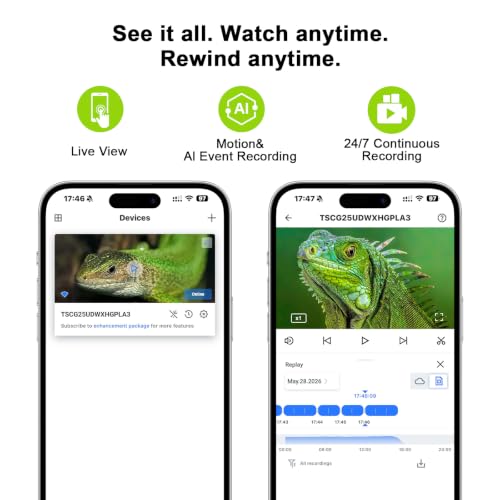 2K AI Reptile & Aquarium Camera with Wide-Angle Lens | 2.4G&5GHz WiFi, 24/7 Recording, Anti-Glare & No Reflection for Fish Tank Terrarium Lizard Snake Pet