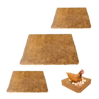 3Pcs Reptile Carpet Mat Chicken Coop Nesting Coconut Fiber Liner Easy Clean Cuttable Reusable for Hen Egg Laying Breeding Pet Bird Garden Agriculture 10Inch(25cm) X10Inch(25cm)