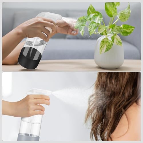Worldgsb 2 Pack Glass Spray Bottles with Silicone Sleeve, 16 oz Empty Refillable Containers with Adjustable Spray Nozzles, Spray Bottles for Hair, Cleaning Solutions and Plants Black&Grey - color: Black&Grey