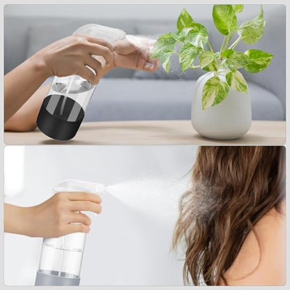 Worldgsb 2 Pack Glass Spray Bottles with Silicone Sleeve, 16 oz Empty Refillable Containers with Adjustable Spray Nozzles, Spray Bottles for Hair, Cleaning Solutions and Plants Black&Grey - color: Black&Grey