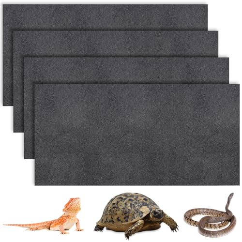 Haull 4 Pcs Reptile Carpet Pet Terrarium Floor Liners Bedding Substrate Liner Supplies Reptile Cage Mat Tank Accessories for Lizard Bearded Dragon Tortoise Snake Leopard (Black,47 x 24 Inch) - color: Black
