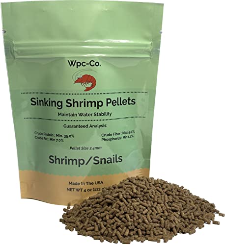 Wpc-Co. Aquarium Shrimp Food - Sinking Pellets for Aquatic Shrimp, Snail, Bottom Feeders - Complete Nutrition for Tropical Shrimps and Other Invertebrates