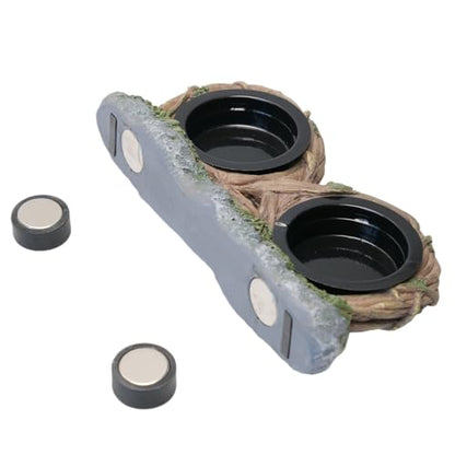 Magnetic Feeding Ledge with 4pcs Cups,Reptile Water Bowl,Bearded Dragon,Turtle,Crested Gecko,Snake,Tank Accessories - size: M