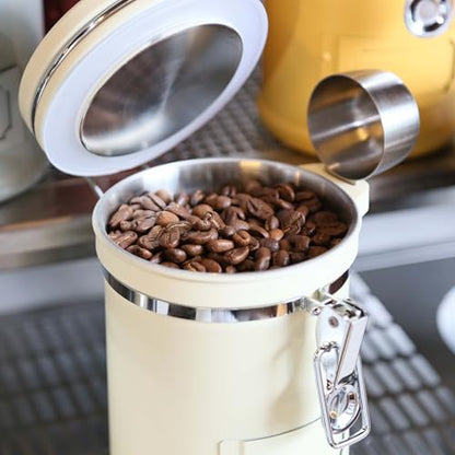 PRINCE G Airtight Coffee Canister, Light-Blocking Stainless Steel Coffee Storage Container with Scoop, 260g Coffee Bean Storage Jar, Beige - color: Beige