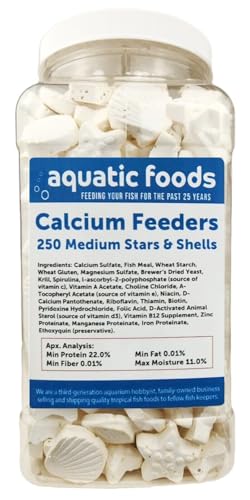 Calcium Feeder Medium Stars & Shells…250ct Jar | For Shrimp, For Snails, For Crabs, Crayfish, Pleco, Catfish, For All Tropical Fish - size: 250 Count (Pack of 1)