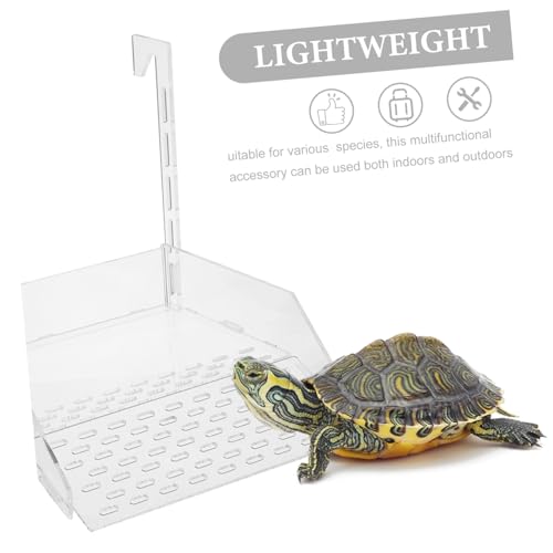 Kichvoe Large Acrylic Hanging Turtle Basking Platform Ramp for Aquarium Tanks, Floating Dock for Aquatic Turtles, 7.3x6.9x6.3in, Suitable for Reptile Terrarium Bowls