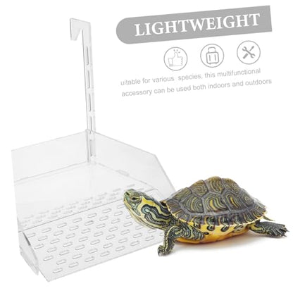 Kichvoe Large Acrylic Hanging Turtle Basking Platform Ramp for Aquarium Tanks, Floating Dock for Aquatic Turtles, 7.3x6.9x6.3in, Suitable for Reptile Terrarium Bowls