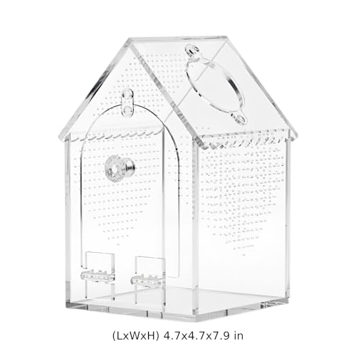 Transparent Acrylic Small Animal Breeding Box, House Shaped Reptile Feeding Enclosure, Front Opening, Locking Latch, Waterproof, for Jumping Spider Terrarium, Small Lizards, Beetle