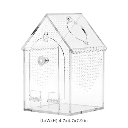 Transparent Acrylic Smallest Animals Breeding Box, House Shaped Reptile Feeding Enclosure with Front Opening, Locking Latch, Waterproof, for Jumping Spider Terrarium, Small Lizards, Beetle