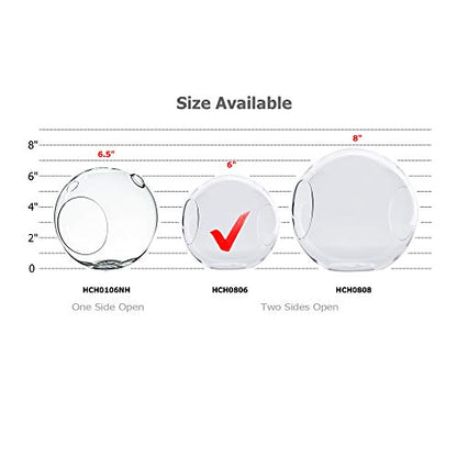 WGV Planter Terrarium Bulk, Width 6" Height 6", Clear Round Glass Vase Container with Two Side Opening, DIY Air Planter, Votive Candle Holder for Decor, 6 Pieces - size: 6" Double Opening