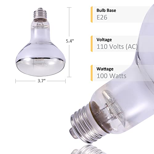 2 Pack 100W UVB UVA Reptile Light,Reptile Heat Lamp Basking Bulb for Bearded Dragon,UVB Bulb Basking Light for Reptiles…