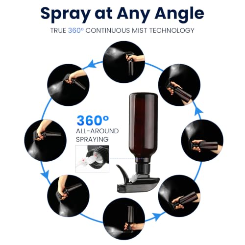 12oz Glass Spray Bottles 2 Pack, 360° Any-Angle Spraying - color: brown
